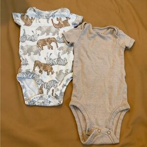 Carter's Safari Animal and Beige Striped Bodysuit Set